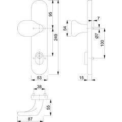 Knopflangschild Edelstahl F69 für Kombischutz PZ 10 mm Hoppe