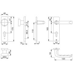 Hoppe Kurzschildgarnitur London Aluminium (F1) PZ