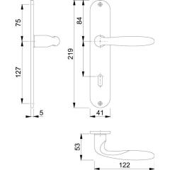 Hoppe Langschildgarnitur Verona Messing (F98R/matt verchromt-Resista®) BB