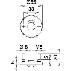 edi - Schlüsselrosetten-Paar 057 VA F00 Schildst.8 mm WC rund